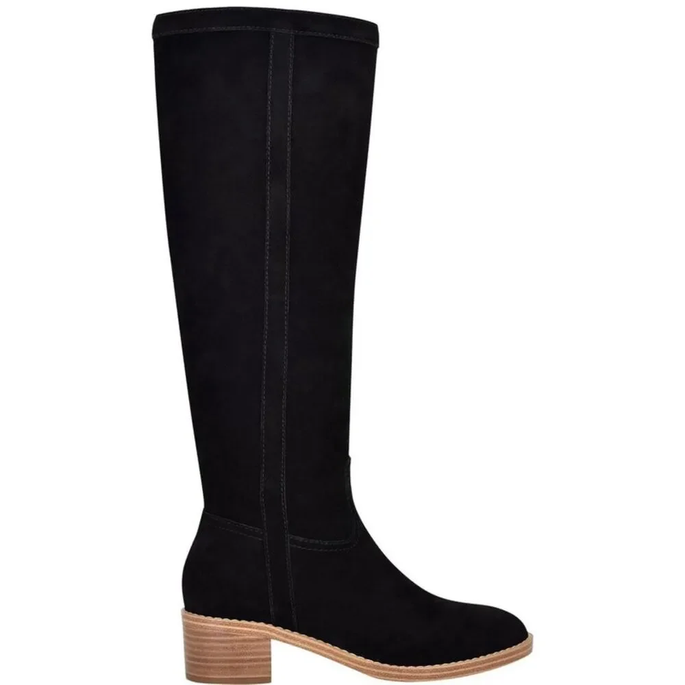 Nine West Womens Caely Black Suede Block Heel Tall Knee-High Boots Shoes NWT - Picture 2 of 3